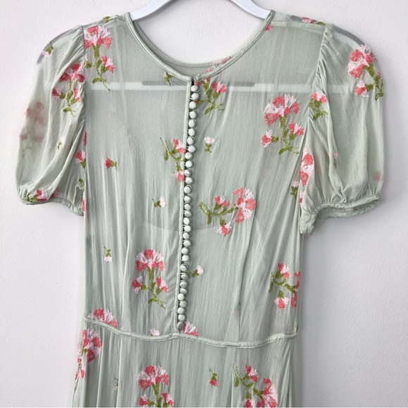 Free People Sheer Floral Embroidered Midi Dress Prairie Cottage Fairy - Picture 3 of 9